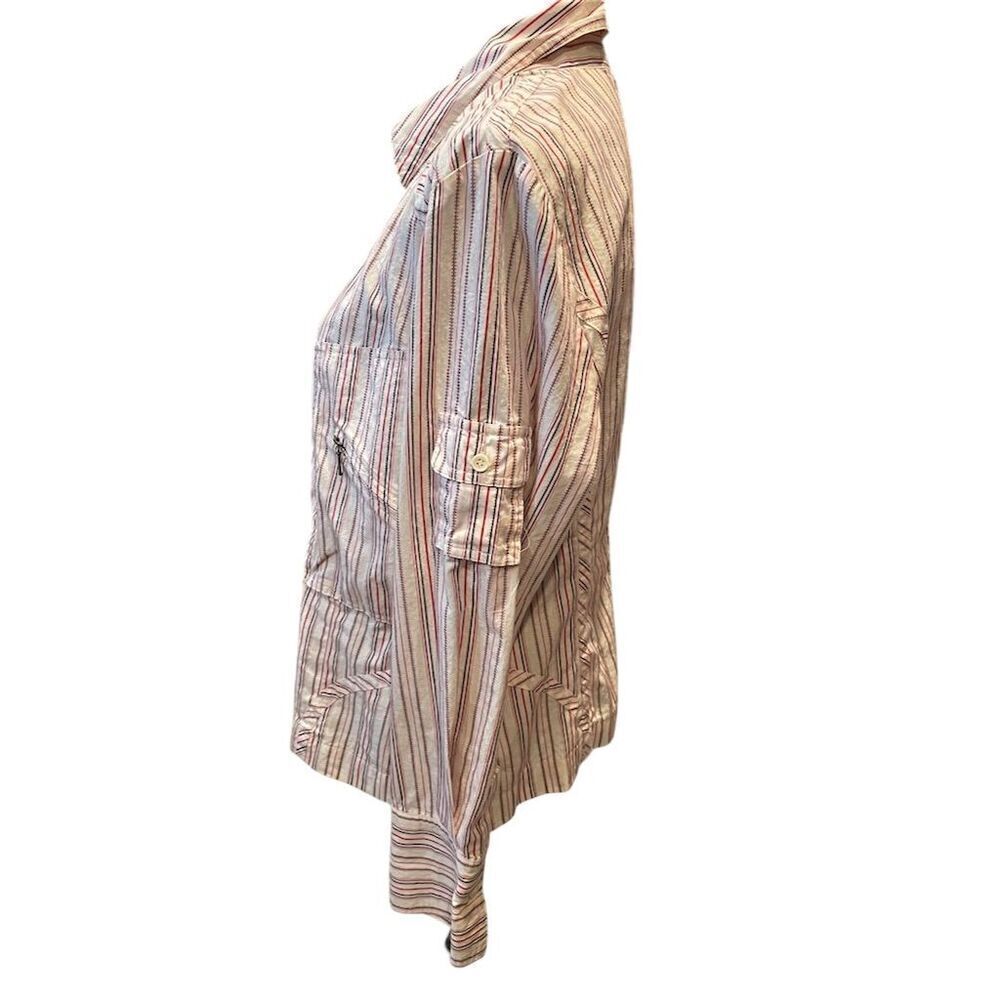 *3/$15 Bandolino Women's Striped Zippered Blouse Multicolor Size L Casual - Picture 6 of 11